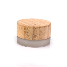 Empty Luxury Custom New design frosted 7g eye cream packaging glass jar with screw bamboo wooden lid